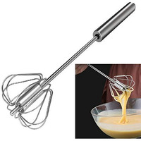 Feezi Egg Whisk, Hand Push Whisk Blender, Stainless Steel Egg Beater, Milk Frother, Rotating Push Mixer Stirrer For Whisking, Beating, Stirring