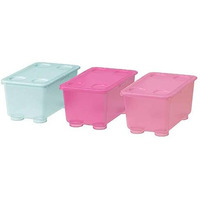 Ikea Asia Glis Plastic Rectangular Box With Lid (Pink, Turquoise, 17X10Cm) - Set Of 3