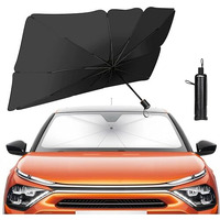 Xabrco Car Sun Shade Windshield Cover - Umbrella Sun Shade For Cars Front Window || Foldable Sunshade|| Protect Car From Sun Rays & Heat Damage Keep Cool- Black Color (Standard)