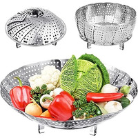 Eopzo Vita Saver Stainless Steel Steamer Basket | Expandable Steamer For Cooking Vegetables, Momos, And More | Fits Various Pot Sizes | Rustproof And Durable | Dishwasher Safe(Silver)