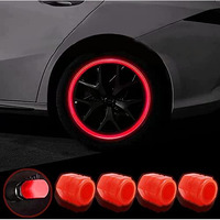 Vinsh Enterprise Car/Bike Wheel Tire Rim Air Valve Cap Radium Tyre Air Caps Cover Glow Radium Light Resistant Tire Pressure Caps, Universal For Car, Truck, Motorcycles, Bike (4Pcs, Red)