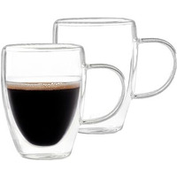 Sipologie Nord Double Wall Mug 300Ml, Set Of 2 - Elegant Clear Glass Mugs With A Premium Finish, Ideal For Hot And Cold Beverages - Great For Gifting, Transparent