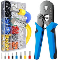 Cp-Tech Ferrule Crimping Tool Kit, Self-Adjusting Square Wire Crimper Plier For Awg23-7 With 1200Pcs Wire End Terminals.