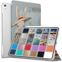 Durasafe Cases For Ipad Pro 11 Inch 1 Gen 2018 [ Pro 11 1St ] A1980 A1934 A2013 A1979 Mu0T2Hn/A Mu0Y2Hn/A Printed Slim Lightweight Protective Pc Dual Angle Stand Clear Flip Back Cover - Bunny Hat