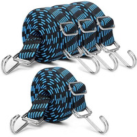 Dianzhu 4Pcs Heavy Duty Adjustable Bungee Cords With Double Hooks Set,39.37" Long Flat Heavy Duty Elasticity Straps,With Length Adjustment Metal Buckle Luggage Elastic Rope,For Moving Cargo