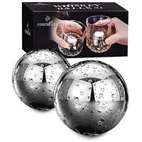 Whiskey Balls Reusable Stainless Steel Metal Ice Sphere Cubes Beverage Chilling Rocks Whiskey Stones For Red Wine, Bar Beer, Scotch, Vodka Drinks