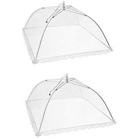 2 Pack Pop-Up Mesh Food Covers, 17 Inches Umbrella-Style Folding Mesh Food Cover Picnic Dome, Food Protector Tent Keep Out Flies, Bugs, Mosquitoes