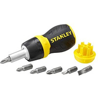 Stanley 0-66-358 Stubby Muti-Bit Ratcheting Screwdriver, 6 Bits, 1 Set,Multicolour