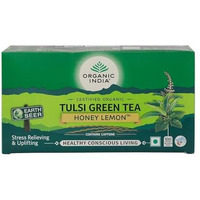 A Tata Product - Organic India Tulsi Green Tea Honey Lemon - 100 Tea Bags, Refreshing Blend With Tulsi, Green Tea, Lemon & Honey Flavors, Naturally Sourced Ingredients, Staple-Free Bags