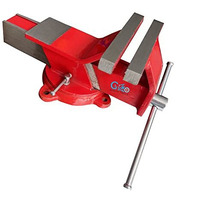 Gizmo Bench Vice, Steel Bench Vise, Germany Base Professional Bench Vice Steel Iron, Heavy Duty Swivel Base, Red (6 Inch - 150Mm)