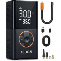Astroai Tyre Inflator Cordless Air Compressor, Portable Electric Bike Pump 150 Psi, With Digital Dual Values Display, Pressure Gauge, Ledlight, Rechargeable Tyre Pump For Car, Bike, Motorbike, Ball