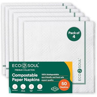 Eco Soul [2 Ply, 200 Count] Premium Paper Napkin | Pack Of 4 (50 Pulls Per Pack) | Eco Friendly Disposable Tissue Paper, Biodegradable Everyday Hand Paper Napkin