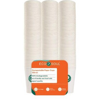 Eco Soul [350 Ml, 50 Count] Disposable White Paper Cups| Plastic-Free Aqueous Coated | Eco-Friendly & Biodegradable Cups | Use & Throw Party Glasses | Ideal For Tea, Coffee & Water | 280 Gsm