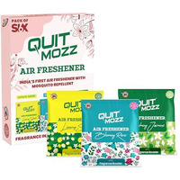 Quitmozz Air Freshener With Mosquito Repellent - Herbal And Natural Fragrance For Bathroom, Home, Toilet, Room And Car - Long-Lasting Fresheners, Up To 30 Days Aroma, 6 Assorted Scents (10Ml Each)