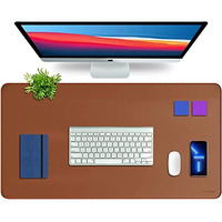 V-Cube Designs Premium Vegan Leather Desk Mat 90X45Cm 2.4Mm Thick&Padded|Laptop Mat/Extended Mouse Pad/Stitched, Reversible, Sturdy Deskspread With High Tear/Peel Strength|Anti-Slip,Splash-Proof| Tan