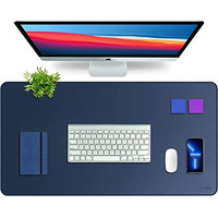 V-Cube Designs Premium Vegan Leather Desk Mat 90X45Cm 2.4Mm Thick&Padded|Laptop Mat/Extended Mouse Pad/Stitched, Reversible, Sturdy Deskspread With High Tear/Peel Strength|Anti-Slip,Splash-Proof|Blue