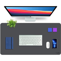 V-Cube Designs Premium Vegan Leather Desk Mat 90X45Cm 2.4Mm Thick&Padded|Laptop Mat/Extended Mouse Pad/Stitched, Reversible, Sturdy Deskspread | High Tear/Peel Strength|Anti-Slip,Splash-Proof| Grey