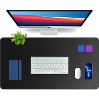 V-Cube Designs Premium Vegan Leather Desk Mat 90X45Cm 2.4Mm Thick&Padded|Laptop Mat/Extended Mouse Pad/Stitched, Reversible, Sturdy Deskspread | High Tear/Peel Strength|Anti-Slip,Splash-Proof| Black