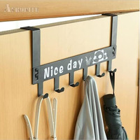 Afrodite Carbon Steel Heavy Duty Over Door Hanger For Cloths, Drill Free Door Handing Hooks Suitable For Bathroom, Bedroom, Kitchen | Scarf, Coat, Towel Holder | Removable Door Hanger, Black