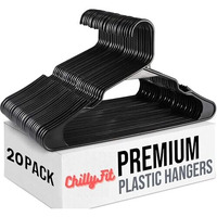 Hangers For Clothes, 20 Pack Chillyfit Plastic Hangers Clothes Hangers For Clothing, Closet, Coats & Shirts - For Everyday Standard Use, Room Essentials & Basics- Grey
