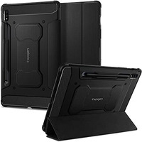 Spigen Rugged Armor Pro For Galaxy Tab S8 / Tab S7 5G / Tab S7 11Inch Full Cover Folio Case With Built In S Pen Holder, Trifold Stand - Black