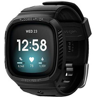 Spigen Rugged Armor Pro For Fitbit Versa 3 Case With Strap -Black