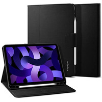 Spigen Liquid Air Folio For Ipad Air 11 Inch M3/M2 (2025/2024) Case/Ipad Air 10.9Inch 5Th/4Th Gen (2022/2020) Full Cover Folio Case With Built In Pencil Holder, Trifold Stand - Black