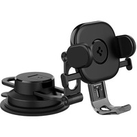 Spigen Dashboard & Windshield Car Mobile Holder [Strong Suction Cup][Double Joint Arm] Compatible With Most Smartphone Devices - Black