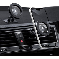 Spigen Magnetic Air Vent Car Mobile Holder [Super Strong Magnet] [Magsafe Ring Included][Extra Mini Dashboard Mount] For Iphone 16/15/14/13/12, Samsung Galaxy Series And More - Black