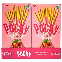 Glico Pocky Strawberry Cream Covered Biscuit Sticks, 1.59 Oz  45 G, 10 Pack