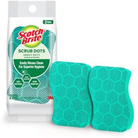 Scotch-Brite Scrub Dots Heavy Duty Sponge, Great For Tough Stains, Suitable For Stainless Steel And Metal Cookware, Rinses Clean, Stays Odor Free (2 Pieces)