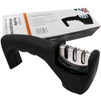 Zuvexa 3 Slot Knife Sharpener Professional Kitchen Chef Knife Sharpener With 3 Stage Design - Stainless Steel & Tungsten Steel Black