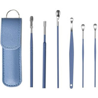 Jm Seller The Force Behind Your Health Ear Cleaning Kit Steel Ear Cleaner Reusable Ear Wax Remover Tool Kit Set With Storage Pack, Ear Curette Cleaner And Spring Ear Buds Cleaner 6 Pcs
