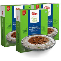 Gits Ready To Eat Basmati Rice + Rajma Masala Combo Indian Meal, Pure Veg, Heat And Eat, 1125G (Pack Of 3 X 375G Each)
