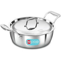 Hawkins 3L Pro Triply Stainless Steel Cook N Serve Bowl With Steel Lid, Silver (Psc30S)