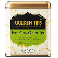 Golden Tips Earl Grey Green Tea Loose Leaves Tin Can (100 Gram, 50 Cups)
