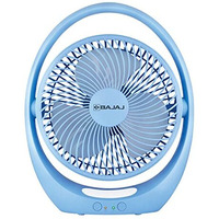 Bajaj Pygmy Go 178Mm Mini Fan With Led Lighting | Rechargeable | Usb Charging | 4-Hours Battery Backup | 3 Speed | 2-Light Brightness Setting | High Speed | Portableblue