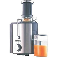 Borosil Primus Plus Juicer, 500 W, Stainless Steel Centrifugal Juicer, 1.25 L Pulp Collector, 64 Mm Feed Chute, Silver