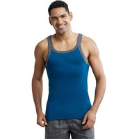 Jockey Us27 Men's Super Combed Cotton Rib Square Neckline Gym Vest (Colors & Shoulder Strap Color May Vary)_Poseidon With Assorted Bias_L