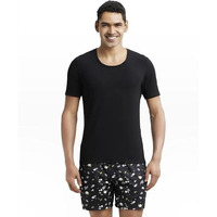 Jockey 2605 Men's Soft Touch Microfiber Elastane Stretch Half Sleeve Thermal Undershirt With Stay Warm Technology_Black_L