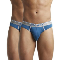 Jockey Men's Super Combed Cotton Rib Fabric Brief With Ultrasoft And Durable Waistband (Pack Of 2) 8044_Seaport Teal_L