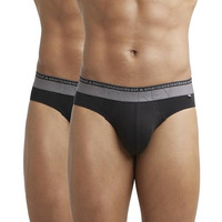 Jockey Men's Super Combed Cotton Stretch Briefs With Double Layered Contoured Pouch & Ultra-Soft Americana Waistband (Pack Of 2) Us59_Black_L