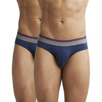Jockey Men's Super Combed Cotton Stretch Briefs With Double Layered Contoured Pouch & Ultra-Soft Americana Waistband (Pack Of 2) Us59_Navy_M