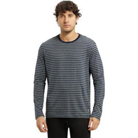 Jockey Men's Super Combed Cotton Rich Striped Round Neck Full Sleeve T-Shirt_Style_Am01_Charcoal & Navy_Xl