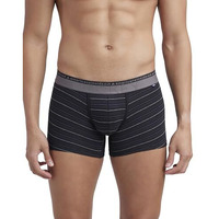 Jockey Us68 Men's Super Combed Cotton Elastane Stretch Striped Trunk With Ultrasoft Waistband_Black_M