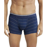 Jockey Us68 Men's Super Combed Cotton Elastane Stretch Stripe Trunk With Ultrasoft Waistband_Navy_M