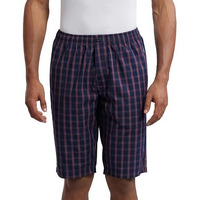 Jockey 9005 Men's Super Combed Mercerized Cotton Woven Fabric Regular Fit Checkered Bermuda With Side Pockets_Navy_L