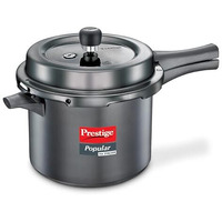 Prestige Popular Svachh Hard Anodised Outer Lid Pressure Cooker (5.0 L, Black, Deep Lid-Controls Spillage), 5 Liter