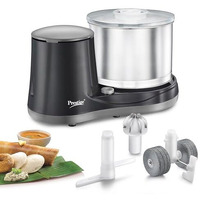Prestige Ultima Pro 2 Litre Table Top Wet Grinder |200 Watts Heavy Duty Motor|Coconut Scraper Attachment|Atta Kneader Attachment|Stainless Steel Drum|2 Years Warranty|Silver & Black