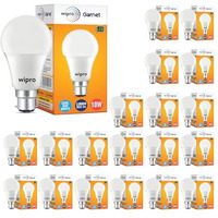 Wipro Garnet 10W Led Bulb For Home & Office |Cool Day White (6500K) | B22 Base|220 Degree Light Coverage |4Kv Surge Protection |400V High Voltage Protection |Energy Efficient | Pack Of 20